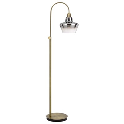 Cal Lighting 40W Duxbury metal arc floor lamp with electoral plated smoked glass shade