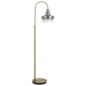 Cal Lighting 40W Duxbury metal arc floor lamp with electoral plated smoked glass shade - 1 of 3
