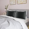 2 Pcs Queen(20"x30") Silky Satin Luxury Pillow Cases Black - PiccoCasa - 2 of 4