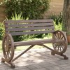 vidaXL Patio Bench 2-Seater - Solid Fir Wood Outdoor Seating with Wagon Wheel Armrests, Brown, Garden/Terrace Lounge Furniture - 2 of 4