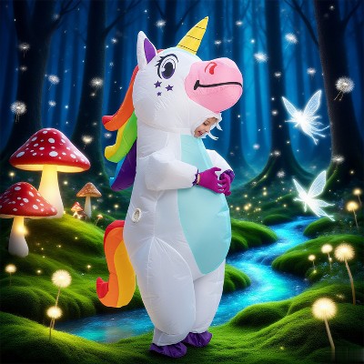 Joyfy Halloween Unicorn Inflatable Costume Family Unicorn Inflatable Blow Up Costume for Halloween Dress up Party