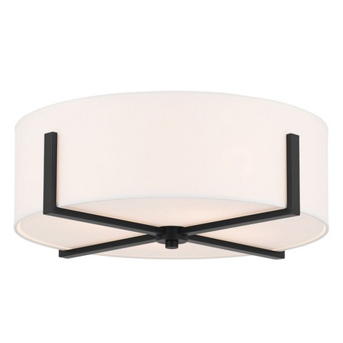 Malen 20 Inch 4 Light Flush Mount with White Fabric Shade in Black - image 1 of 1