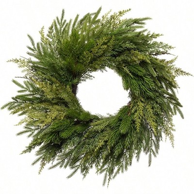 24 Inch Real Norfolk Pine Cedar Wreath Winter Indoor Outdoor Porch Wall Realistic Artificial Home Decor