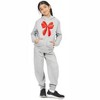 Everyday Kids Christmas Collection Festive Red & Gold Bow Girls Pullover Hoodie – Holiday Sweatshirt - Heather Gray - 2 of 3