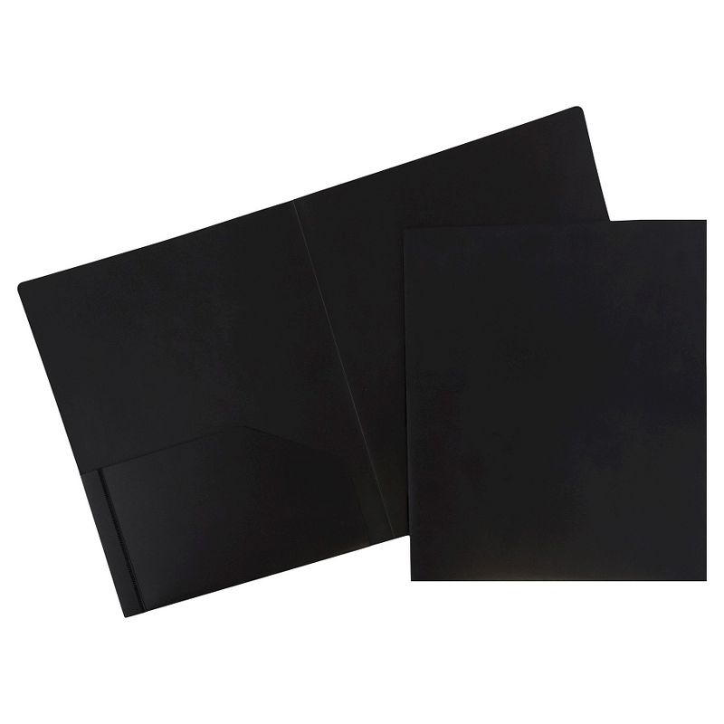 JAM 6pk 2 Pocket Heavy Duty Plastic Folders - Black, 1 of 10