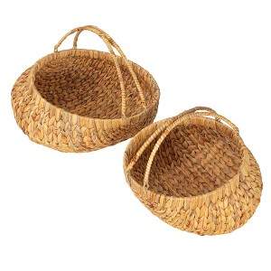 Household Essentials Water Hyacinth Handwoven Flower Basket Set Natural Set of 2: Round Decorative Baskets, 16.5" x 16" x 10.5" - 1 of 4
