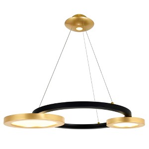 CWI Lighting Deux Lunes LED Chandelier With Sun Gold & Black Finish - 1 of 4