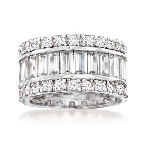 Ross-Simons 6.95 ct. t.w. Baguette and Round CZ Eternity Band in Sterling Silver - 1 of 4