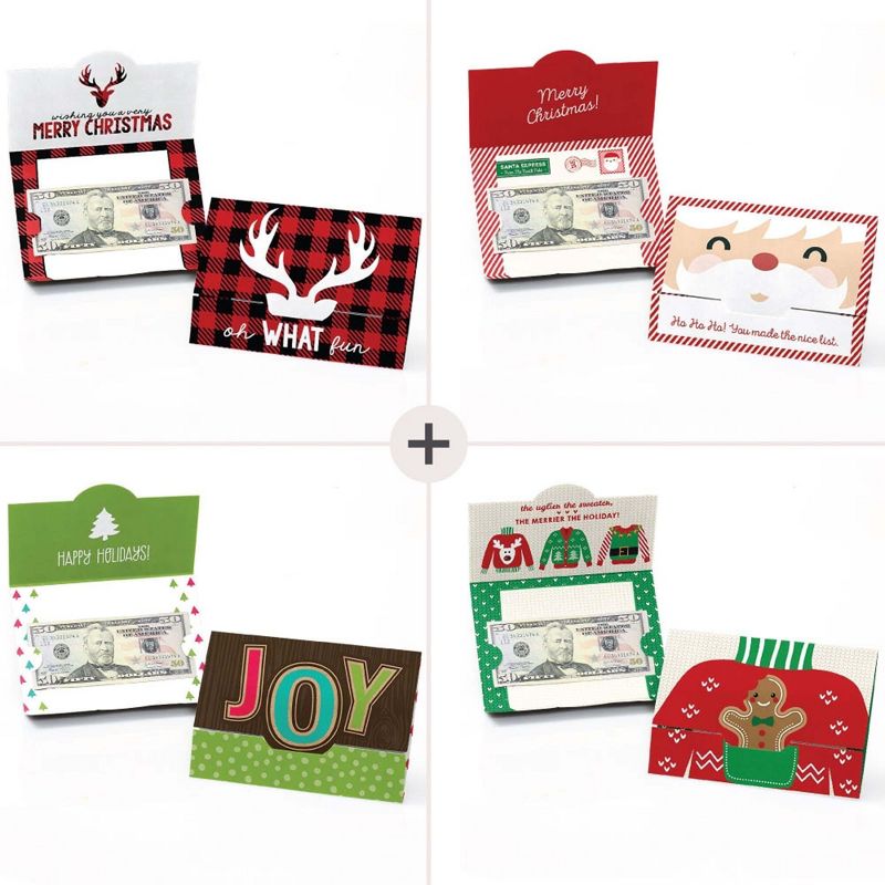 Big Dot of Happiness Assorted Holiday Cards - Christmas Money and Gift Card Holders - Set of 8, 3 of 9
