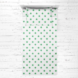 Bacati - Stars Green Muslin 3 pc Toddler Bed Sheet Set 100 percent cotton - 1 of 4