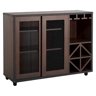 Carmelia Industrial Inspired Sliding Door Buffet Vintage Walnut - HOMES: Inside + Out