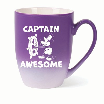 Elanze Designs Captain Awesome Two Toned Ombre Matte 10 ounce New Bone China Coffee Tea Cup Mug, Purple and White