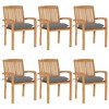 vidaXL Garden Chair Set of 6 Teak wood Solid Teak Wood Standard - 2 of 4