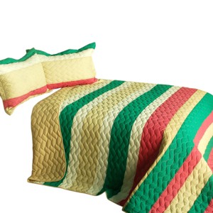 Slickblue 3 PC Handmade Full/Queen Quilt Set, Reversible Vermicelli Quilted, Horizontal Stripes, 37 Color Options - 1 of 4