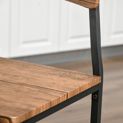 Rustic Brown MDF and Steel Pub Table Set with 2 Chairs