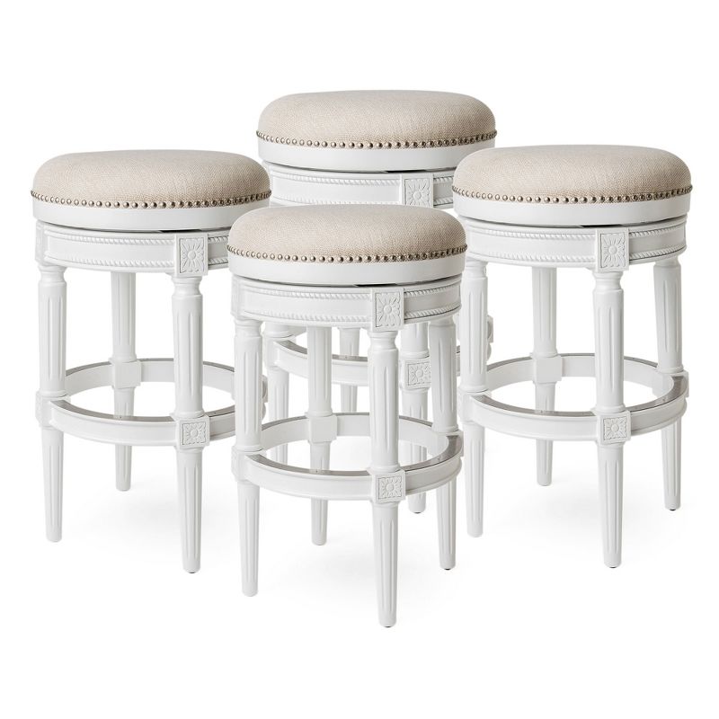 Maven Lane Pullman Backless Upholstered Kitchen Stool with Fabric Cushion Seat, Set of 4, 1 of 7
