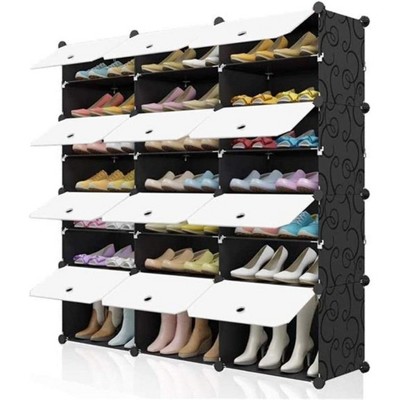 Portable Shoe Rack Organizer, 7-Tier Freestanding Shoe Storage Shelf for Boots, Heels & Slippers, Entryway Closet Shoe Cabinet Pattern