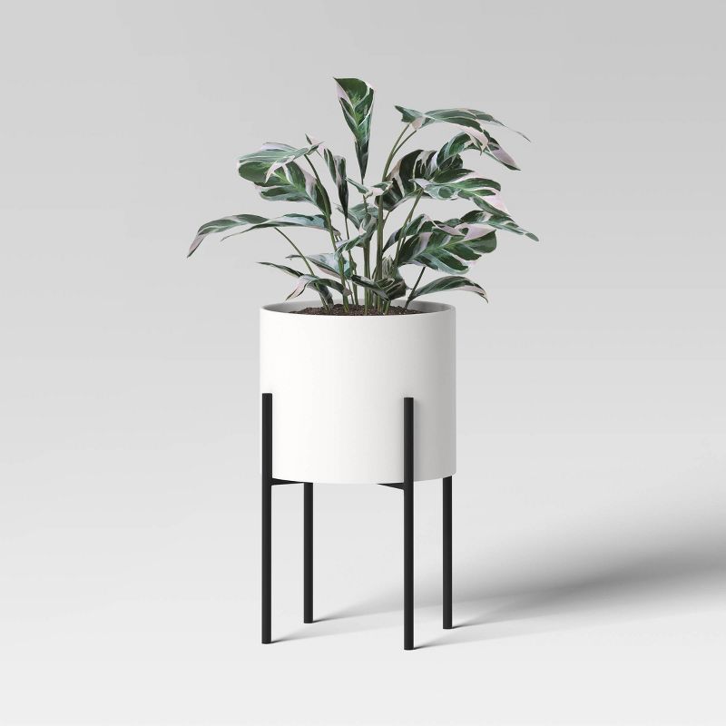  2pc Iron Indoor Outdoor 1 Planter Pot with Stand White/Black - Threshold™, 4 of 6