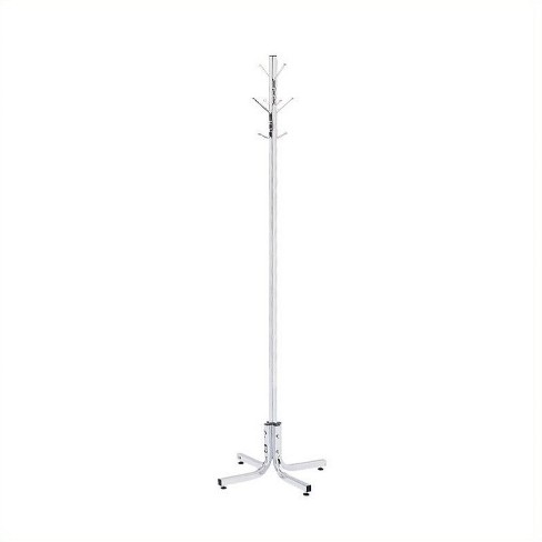 Steel Chrome Standing Coat Rack in Silver-Pemberly Row