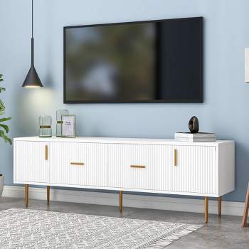 Modern TV Stand for TVs up to 75'' with 5 Champagne Legs-ModernLuxe