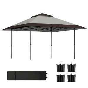 Outsunny 13' x 13' Pop Up Canopy Tent, UV50+ Instant Tents for Parties, Height Adjustable, with Wheeled Carry Bag and 4 Sand Bags - 1 of 4