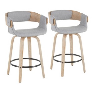 Set of 2 Elisa Upholstered Counter Height Barstools Gray/White Wash - Lumisource - 1 of 4