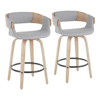 Set of 2 Elisa Upholstered Counter Height Barstools Gray/White Wash - Lumisource