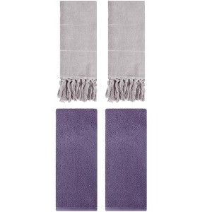 REGALWOVEN 4 Pcs Cotton Bathroom Hand Towel with Tassel - 1 of 4
