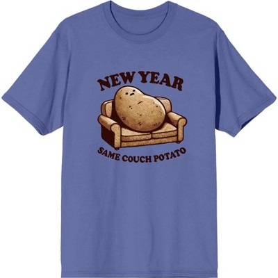 New Year Same Couch Potato Adult Crew Neck Short Sleeve Tee