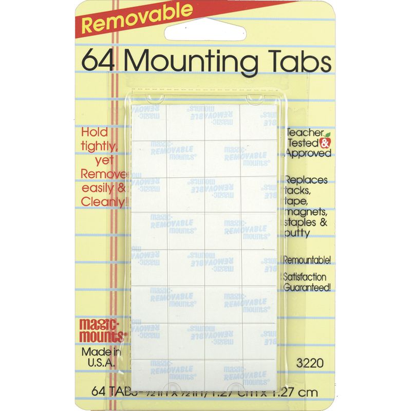 Magic-Mounts® Removable Mounting Tabs, 1/2" x 1/2", 64 Per Pack, 12 Packs, 2 of 3