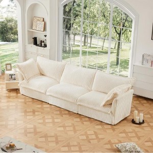 Slipcovered 3 Seater Sofa Couch with Deep Seat and Removable Pillows, Corduroy Sofa with Armrests, Modern Sofa with Cushions for Living Room-Koiai - 1 of 4