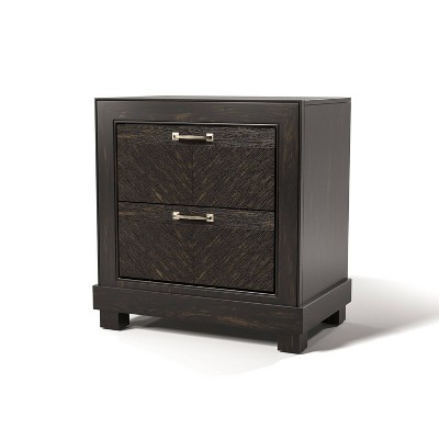 Vrolen 2 Drawer Nightstand Espresso - HOMES: Inside + Out: Transitional Style, Felt-Lined Top Drawer