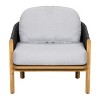 Acacia Wood Club Chair with Rope Woven Backrest,Outdoor Lounge Chair with Cushion for Comfort,Patio Armchair for Garden Seating-Koiai - 3 of 4