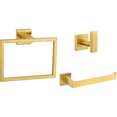 Mixxidea Square Single Towel Hook Bundle with Towel Holder, Square Towel Ring