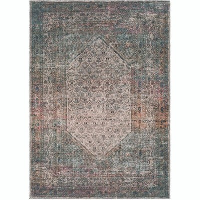 Mark & Day Hayri 5'3"x7'3" Rectangle Washable Woven Indoor Area Rugs Burnt Orange: Stain-Resistant, Traditional Medallion Design