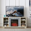 VYNXARIA White Faux Stacked Stone TV Media Stand with 18" Fireplace Insert and Open Storage - 3 of 4