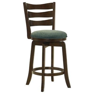 Coaster Home Furnishings Murphy Ladder Back Counter Height Swivel Bar Stool Dark Cherry and Hunter Green