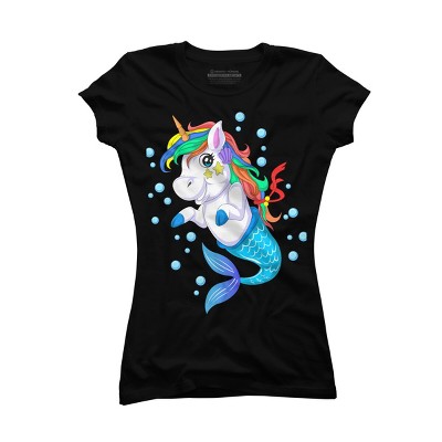 Junior's Design By Humans Unicorn Mermaid By ZeusSE T-Shirt