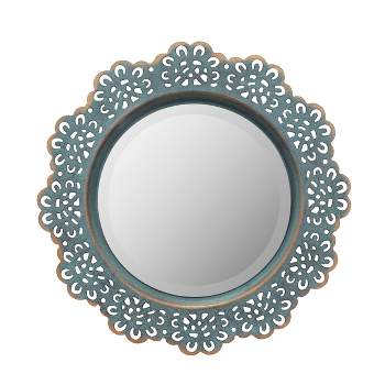 12.5" Decorative Floral Metal Lace Wall Mirror Dark Turquoise - Stonebriar Collection