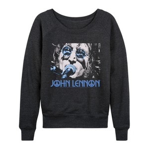 Women's - John Lennon - Jl Close Up Lightweight French Terry Wide Neck Long Sleeve Graphic Shirt - 1 of 4