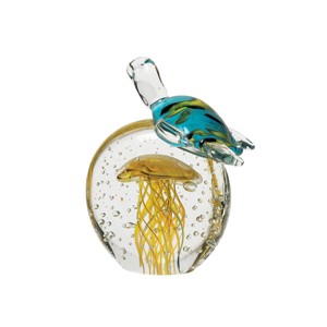 Beachcombers Turtle/Jellyfish Glass Figurine Decor - 1 of 3