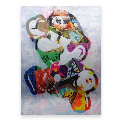 Trademark Fine Art-Artpoptart 'Mario' Floating Brushed Aluminum Art