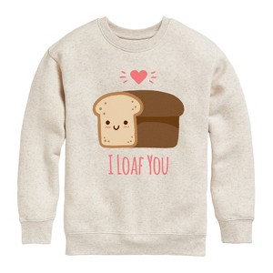 Boys' - Instant Message - Valentine's Day I Loaf You Bread Graphic Long Sleeve Fleece Sweatshirt - 1 of 4