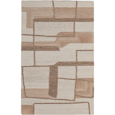 Pollock Modern Geometric Ivory/Brown/Tan Area Rug