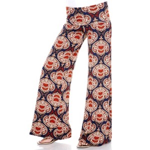 Women's Printed Palazzo Pants - White Mark - 1 of 3