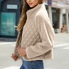 Women's Zipper Front Cardigans Casual Fashion Fall Solid Warm Cardigans Long Sleeve Plush Patchwork Coats Outerwear - 4 of 4