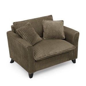 Gulches Brown Corduroy Foam Cushion Tufted Lazy Sofa Chair Set of 1 Ergonomic Single Armchair Adjustable Backrest Living Room Bedroom Accent Seat - 1 of 4