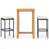 vidaXL 3 Piece Patio Bar Set with Cushions Black - 2 of 4