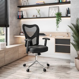 Vynxaria Techni Mobili High Back Mesh Office Chair With Chrome Base, Black - 1 of 4
