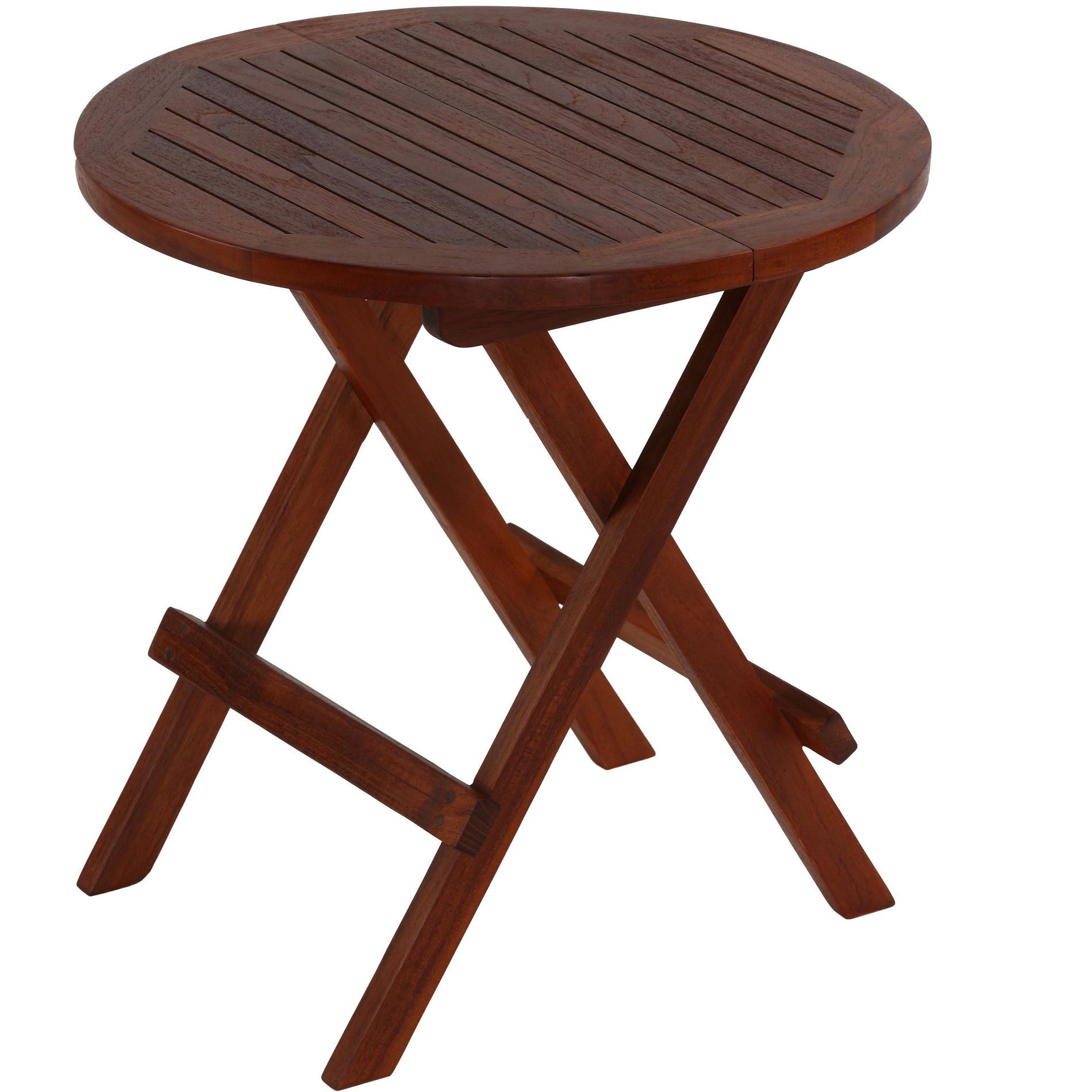 Bare Decor Karlyn Round Folding End Table in Teak Wood, 20"